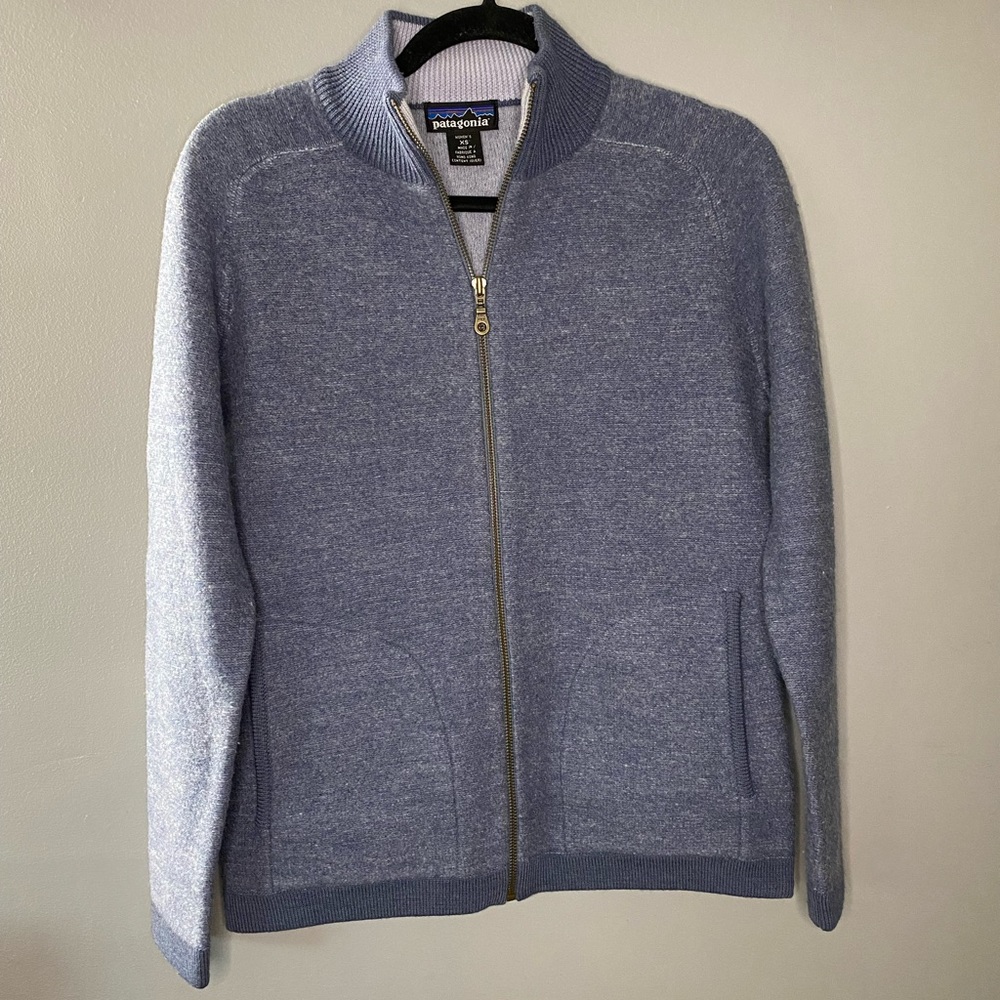 [XS] Vintage Patagonia 100% Wool Zipper Sweater | Blue